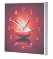 levandeo Wanduhr 30x30cm Uhr PVC Rahmen Weiß Küche Chili Peperoni Wandbild Wanddeko Deko Küchenuhr