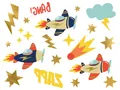 partydeco Kindertattoo, Temporäre Tattoos zum Aufkleben auf die Haut Flugzeug