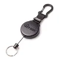 Key-BAK # 8B Angelrolle Aufroller mit 24 Zoll (61 cm) Edelstahl Halskette, aus Polycarbonat, Aluminium Karabiner, Split Ring, Schwarz
