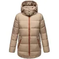 Navahoo Winterjacke Wattewölkchen Modische Damen Steppjacke mit kontrastfarbenen Details braun L (40)