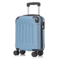 Koffer Trolley Reisekoffer Suitcase, Rollkoffer Handgepäck ,mit 4 Rollen360°, Hartschalenreisekoffer, Zahlenschloss, Weicher Gummigriff(S,Grau Blau)