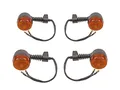 Streetparts24 Blinker Set Rund Vorne + Hinten 12V E-geprüft passend für Enduro Motorrad Roller Mofa Moped – 4 Stück – Schwarz mit orangefarbenem Glas – BA9S Sockel, M8 Gewinde