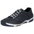 Rieker Sneaker Halbschuh, Freizeitschuh, Schnürschuh mit Rahmennaht blau 40 EU