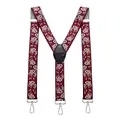 MASADA Herren Hosenträger mit robusten Karabiner Verschluss stufenlos verstellbar 3,5 cm breit und bis zu 195 cm Körpergröße - Paisley Rot