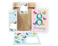 JUNAPACK Einladungskarten Schmetterling zum 8. Geburtstag Einladungen mit Umschlägen Mitgebsel, Mitbringsel Set Schmetterlinge zum achten Geburtstag Gastgeschenke