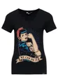 QUEEN KEROSIN Damen Kurzarm T-shirt Vintage Print We Can Do It V Ausschnitt Slim Fit Retro Empowerment 50s Rockabilly Rockabella 1950s We Can Do It