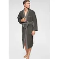 H.I.S Unisex-Bademantel Hannes, ideal für Sauna & Spa, Hotelbademantel, Morgenmantel, Langform, Walkfrottee, Kimono-Kragen, Gürtel, für Damen & Herren, lang, mit Taschen, S-3XL grau L | 125 cm
