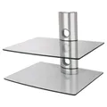 NEG HiFi-Regal Suspender 502S HiFi-Rack Konsolen-Rack Wandregal schwebend (Silber) mit 2 großen Glas-Ablagen (transparent) und Kabelmanagement-System