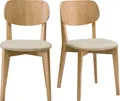 Miliboo - Vintage-Stühle Eichenholz und beige Sitzfläche (2er-Set) LUCIA