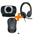 Logitech H540 USB Headset + C615 HD Webcam + M220 Silent charcoal Maus #40239259