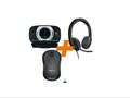 Logitech H540 USB Headset + C615 HD Webcam + M220 Silent charcoal Maus