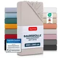 Blumtal Spannbettlaken Blumtal Basics 100% Baumwolle, Baumwolle, Gummizug: Rundum, (1 Stück), Jersey Bettlaken - atmungsaktiv, strapazierfähig und faltenfrei beige 200 cm x 200 cm