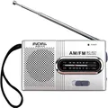Mini tragbares Radio AM FM mit Teleskopantenne für Camping und Wandern Silber