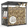 Kaminholzregal aussen Metall 185x105x185 cm verzinkt anthrazit mit Dach – Stapelhilfe wetterfest Brennholz Feuerholz Regal Garten Holzunterstand