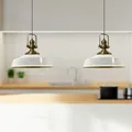 Asletl Pendelleuchte Esstisch 2 Flammig Metall 41 cm, Hängelampe Esstisch Wohnzimmer, Hängelampe Industrial Vintage, Küchenlampe Vintage - Weiß