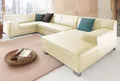 Wohnlandschaft DOMO COLLECTION "Amando in vielen Bezugsvarianten, auch in Leder, komfortabel, U-Form", beige (creme), B:332cm H:74cm T:182cm