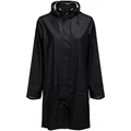Ilse Jacobsen HORNBÆK | RAIN71 | Langer Damen Regen Parka | Elegante A-Linie | Abnehmbare Kapuze | Wasserdicht Winddicht | Polyester mit Gummi Überzug | Schwarz | 38