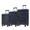 YONSLY Premium Reisekoffer TSA-Schloss,YKK-Reißverschluss Hartschalen-Koffer Trolley Kabinenkoffer Rollkoffer Suitcase Handgepäck 4 Rollen (Dunkelblau, M-L-XL-Set)