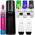 Sodastream Wassersprudler Terra Schwarz Set mit 2 Flaschen und Sirupen - Schwarz