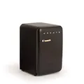 CREATE / RETRO FRIDGE 83.5 GOLD/Kühlschrank in Schwarz, Griff Gold / 98W, niedriger Verbrauch, 2 Ablagen, Temperaturregler, Flaschenhalter, 56x54x84cm