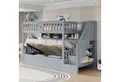 Merax Etagenbett mit hydraulischem Unterbett (1-St., Stockbett Jugendbett Doppelbett Hochbett aus Massivholz), Kinderbett 90x200cm mit Stauraumtreppe, Regalen & Sicherheitsgeländer