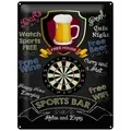 Femer GmbH Metallschild Spruch 30x40cm sports bar Darts relax and enjoy, (1 St), gewölbte Oberfläche, abgerundete Ecken, umgeschlagene Kanten