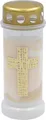 Bolsius Grablicht - Weiß mit Motiv - 12 Stück - Cross - Länge Brenndauer 70 Stunden - Trauerkerze & Gedenkstätte Kerzen - Sauberes Abbrennen - Ohne Palmöl