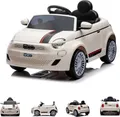 Chipolino Kinder Elektroauto Fiat 500 Fernbedienung, Sicherheitsgurt, MP3, USB weiss