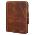 STILORD 'Ferris' Vintage Leder Dokumentenmappe - Perfekt für Arbeit, Büro & Meetings - Konferenzmappe XL für 13,3 Zoll MacBook, Farbe:Kara - Cognac