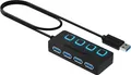 SABRENT USB Hub 4 Port 3.2 Gen 1 Splitter mit Schaltern 5Gbps LED Schwarz