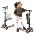 3-Rad-Roller für Kinder - Steh- und Kreuzfahrt-Kinderspielzeug Tretroller mit Verstellbarer Höhe, Rutschfester Plattform, Blinkenden Radlichtern, für Jungen/Mädchen im Alter von 2-12 Jahren - Hurtle