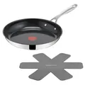 Tefal Jamie Oliver by Direct Cook Bratpfanne 28 cm, inkl. Pfannenschoner, keramische Antihaftoberfläche, langlebige Versiegelung, Thermo-Signal, für alle Herdarten, backofenfest, Edelstahl