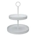 Etagere LENJA weiß aus Metall H31,5cm modernes Design 2-stöckig Metalletagere