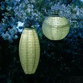 LED Solar Lampions Blumenmuster grün Party Balkon Terrasse Garten 2 Stück
