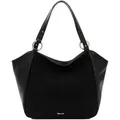 Tamaris Caro Damen Handtasche Shopper aus Kunstleder in Schwarz Gold mit Reißverschluss. schwarz