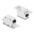 Delock RJ45 Kupplung Cat.6A Buchse zu Buchse mit Staubschutzklappe für Hutschienen Montage grau (Keystone Modul) (90768)