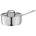 WMF Compact Cuisine Stielkasserolle 20cm, kleiner Topf mit Glasdeckel, Kochtopf klein 2,5l, Nudeltopf, Milchtopf Induktion, Cromargan Edelstahl poliert, Innenskalierung, unbeschichtet
