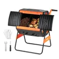 VEVOR Komposttrommel 200 L, Tumbling-Komposter Outdoor mit 2 Schiebetüren & Belüftungssystem & Doppelkammern, Kompostbehälter aus PP & Kohlenstoffstahl für Garten-, Küchen- und Hofabfälle