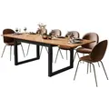 Newroom Esstisch Wildeiche 200 cm, ausziehbar 200-240 cm inkl. Tischplatte Anthrazit Wildeiche Vintage beige 200 cm x 75 cm x 90 cm