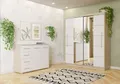 2er-Set Schwebetürenschrank TORINO III Kommode FRIDA 01 Sonoma/Weiss mit Glass und Zierleisten