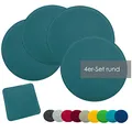 heimtexland ® 4er Pack Sitzkissen Filz Stuhlkissen Bodenkissen Polster Stuhlauflage Indoor Outdoor Kissen rund Typ631 Filzkissen Petrol 35x35 cm 4 Stück