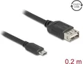 Delock USB 2.0 Kabel EASY Typ Micro-B Stecker zu Typ-A Buchse 0.2 - Kabel - Digital/Daten (81516)