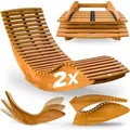 CASARIA® 2x Sonnenliege Klappbar Wetterfest Holz 160kg Belastbarkeit Pflegeleicht FSC®-zertifiziert Akazie Wintergarten Sauna Wohnzimmer Liege Ho... - Braun