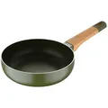 San Ignacio Bratpfanne Pfanne "Earth" Bräter Grillpfanne, geschmiedetes Aluminium (Griff in Holzoptik, Olivgrün), schnelle und gleichmäßige Hitzeverteilung Ø 26 cm
