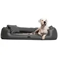 tierlando® Tierbett Orthopädisches Hundebett GOOFY Kunstleder, Matratzenschoner inklusive grau 185 cm x 115 cm