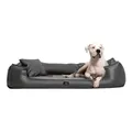 tierlando® Orthopädisches Hundebett Goofy Easy Clean aus Kunstleder mit Matratzenschoner, für mittelgroße und große Hunde Größe: 185x115cm Farbe: 02 Graphit