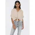 ONLY Kurzarmbluse ONLPAULA LIFE S/S TIE SHIRT WVN NOOS Viskose, regular fit beige M (38)