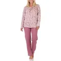 Normann Pyjama Fraulicher Damen Pyjama Schlafanzug in floralem Design bis Gr. XXXL rosa 36-38