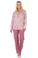 Normann Fraulicher Damen Pyjama Schlafanzug in floralem Design - auch in Übergrößen, Farbe:Altrose, Größe:36-38