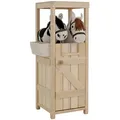 Relaxdays Hobby Horse Stall, Für 2 Pferde, Steckenpferdstall Mit Futtertrog, Hbt: 97x35x25 Cm, Pferdestall, Holz, Natur